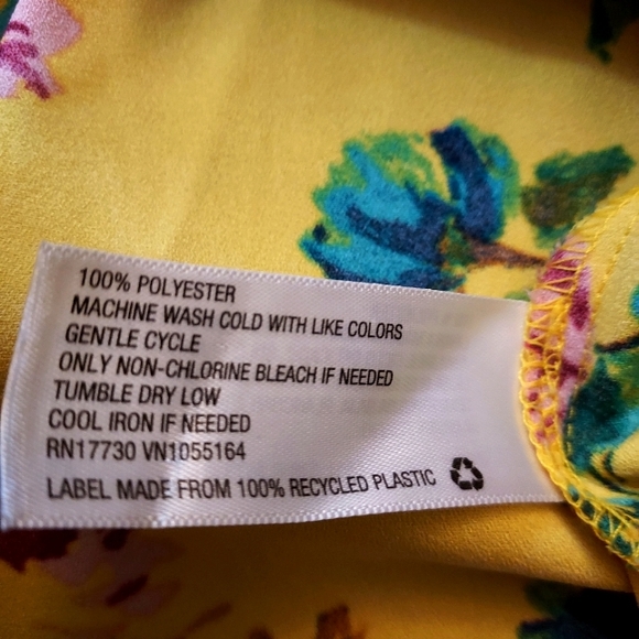 A New Day Yellow Dress Floral Sleeveless size xsmall - elastic waist; summer - Picture 5 of 7